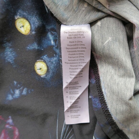 JAWBREAKER Black Cat Print Dress Sz XL Sleeveless V Neck Mesh Panels Fit & Flare - Picture 6 of 9